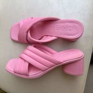 Camper Kiara Pink Textile Cross Strap Block Heel Sandal Mule Womens 38